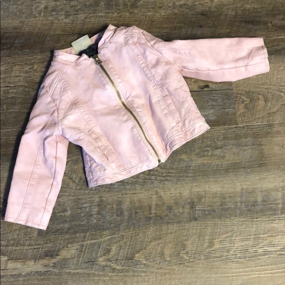 Osh kosh genuine kids pink leather jacket